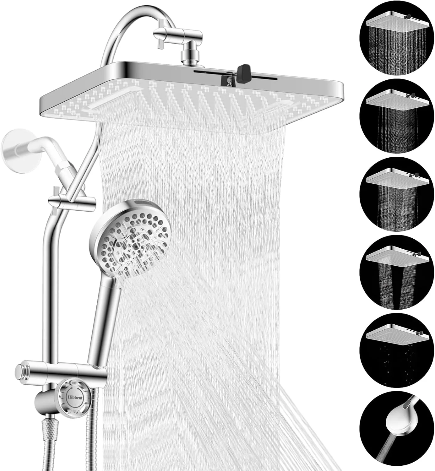 Acabamento cromado: 5 modos no chuveiro fixo e 10 na ducha de mão