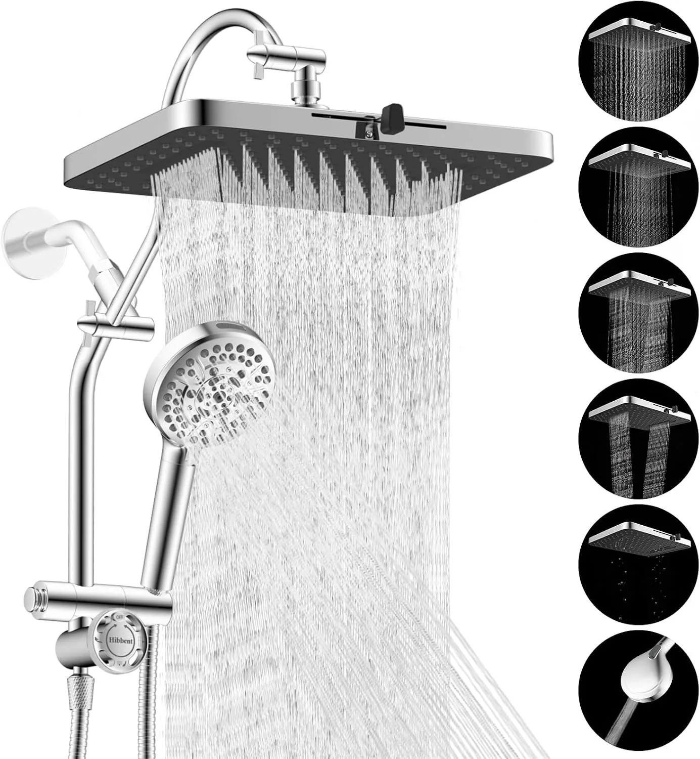 Hibbent Ducha Alta Pressão 13 Polegadas — kit completo com chuveiro fixo e ducha de mão